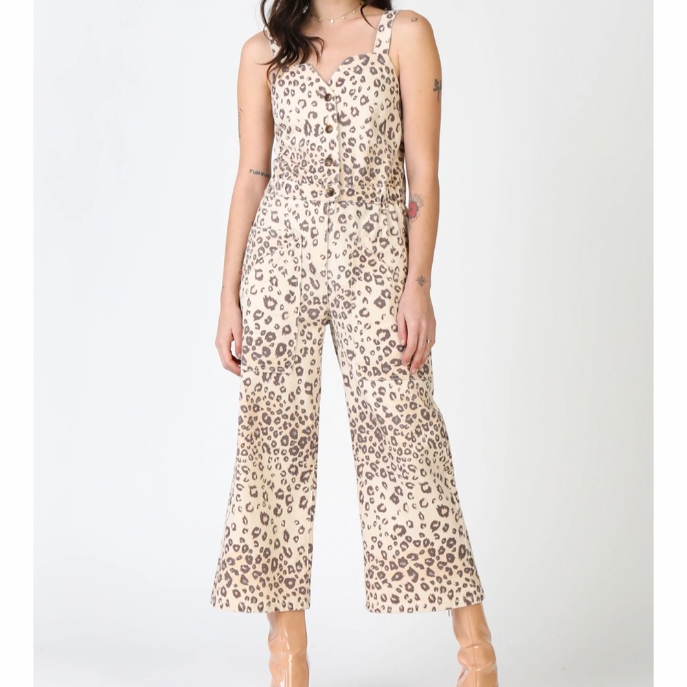 Current Air Animal Print Utility Jumpsuit Overalls